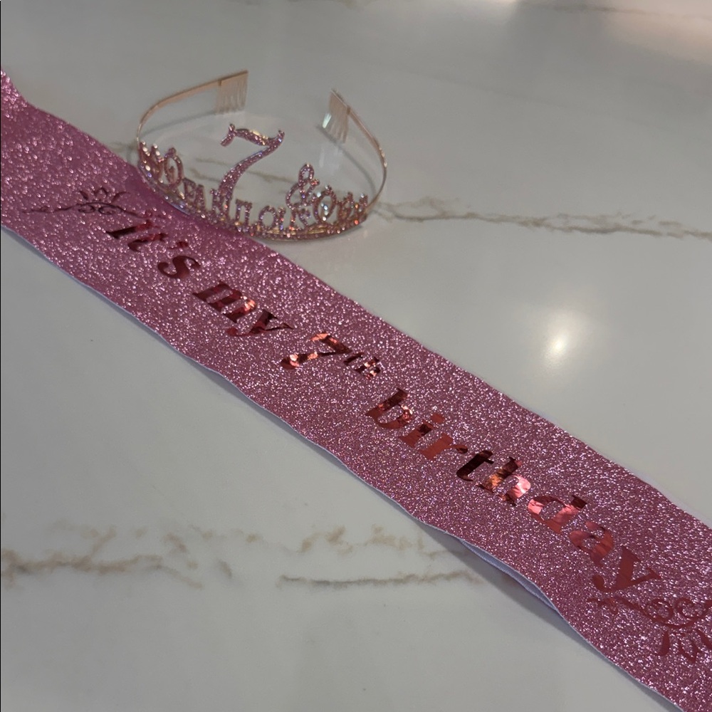 Pink It's My 7th Birthday Sash and 7 Fabulous Tiara